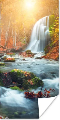 Produktbild von MuchoWow® Poster Wasserfall - Sonne - Herbst 20x40 cm - Plakat - Foto