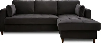 Image de Lisa Design Anna - canapé d'angle droit - 4 places - convertible avec coffre - en velours , Gris foncé