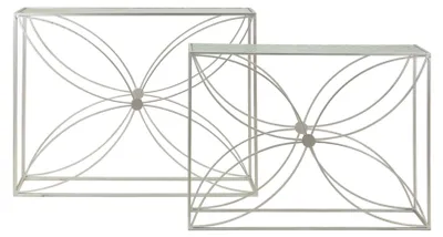 Produktbild von 2er Set Konsole Paradise 30 x 100 x 78 cm Metall Glas Silber