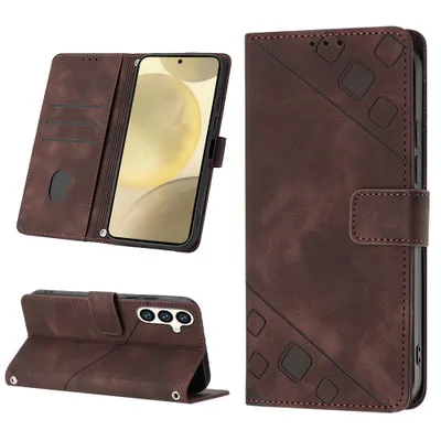 Produktbild von Hülle für Samsung Galaxy S24 Prägung Flip Leder Brieftasche Schutzhülle mit Ständer Braun