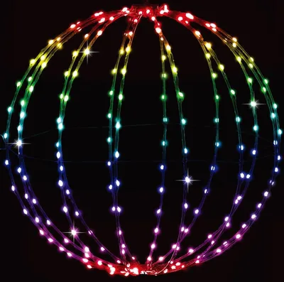 Produktbild von LED Deko-Kugel hängend 224 RGB Leuchten – Leuchtkugel 50 cm Weihnachtsbeleuchtung