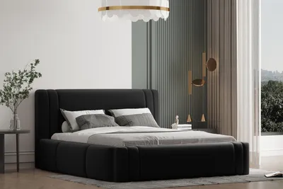 Produktbild von Polsterbett ROLF 180 x 200 mit Matratze, Bettkasten und Lattenrost. Farbe: Schwarz