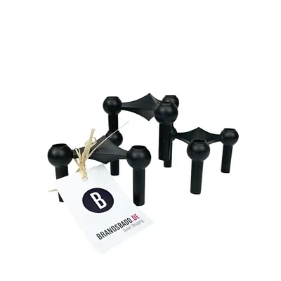 Produktbild von Kerzenhalter Stoff Nagel, 3-er Set schwarz