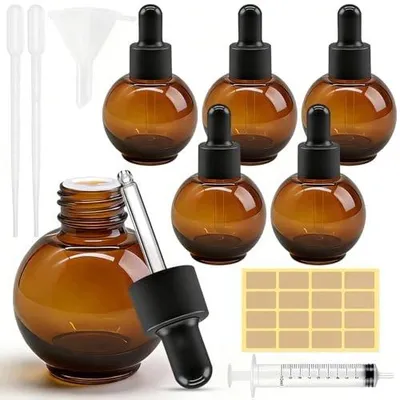 Zdjęcie produktu dla Butelka szklana z pipetą 30 ml laboratorjna zestaw 6 sztuk