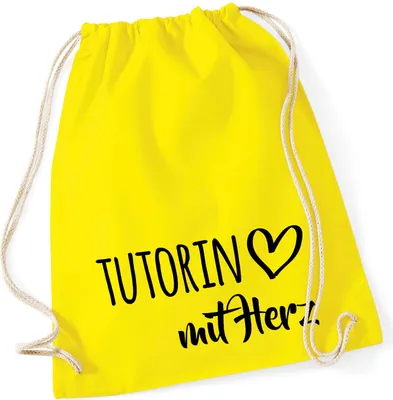 Produktbild von Huuraa Turnbeutel Tutorin mit Herz 12 Liter Yellow Baumwolle Rucksack Geschenkidee