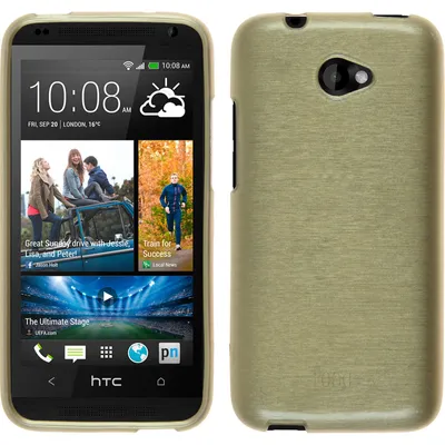 Produktbild von PhoneNatic Case kompatibel mit HTC Desire 601 - gold Silikon Hülle brushed + 2 Schutzfolien