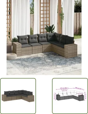 Produktbild von The Living Store 6-tlg. Garten-Sofagarnitur mit Kissen Grau Poly Rattan