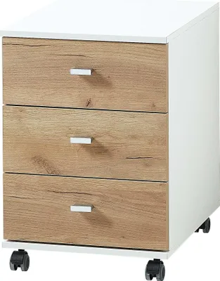 Immagine prodotto di Piedistallo mobile Germania 4151-513 GW-Lioni con 3 cassetti in repro bianco/rovere navarra, 40 x 58 x 50 cm (LxAxP)