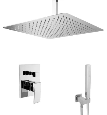 Zdjęcie produktu dla PaulGurkes Zestaw prysznicowy podtynkowy kwadratowy ze stali nierdzewnej 40 cm