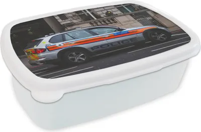Produktbild von KitchenYeah® Lunchbox Brotzeit Brotdose 17x11 cm Auto - Polizei - Straße Kinder Brotzeitdose - Lunch Box - Kinder - Sandwich-Box - Schulbox - Lunch Boxen
