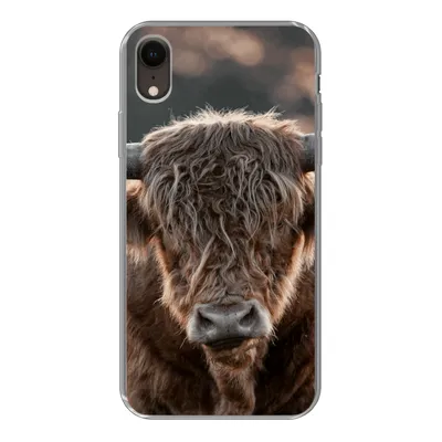 Produktbild von MuchoWow® Handyhülle Schutzhülle Hülle für iPhone XR Schottischer Highlander - Mantel - Porträt Silikon Softcase Handy Hülle - Schutzdeckel
