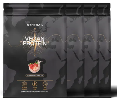 Produktbild von GYMTRAIL® Veganes Eiweißpulver aus Erbsenprotein 2000g | Pflanzliches Proteinpulver mit essenziellen Aminosäuren | Ohne Soja und Süßungsmittel mit Birkenzucker | Strawberry
