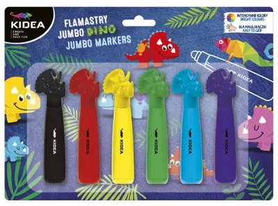 Image de Marqueurs Jumbo Dinosaures 6 couleurs Kidea