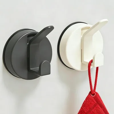 Imagen del producto de Ganchos autoadhesivos para Saugnapf, sin necesidad de taladrar, doble gancho, color plateado, para el baño
