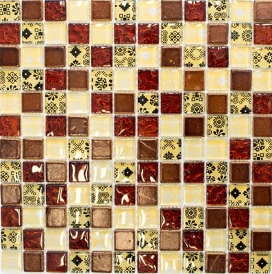 Produktbild von Mosaikfliese Transluzent beige rot Glasmosaik Crystal Resin Optik beige rot MOS83-CMCB25_f