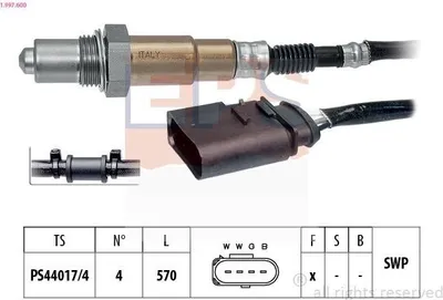 Obrázok produktu pre EPS 1.997.600, vyhrievaná planárna sonda, lambda sonda pre VW POLO (9N), 570 mm