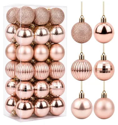 36 Kerstballen 4 cm Roségold Kunststoff Set