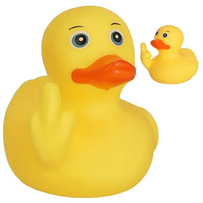 Produktbild von Badeente Mittelfinger 8x8x7,5cm PVC gelb Schnabel Ente Badespielzeug Quietscheente Badewanne witzig frech