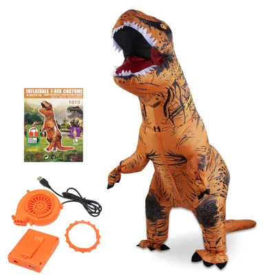 Produktbild von Peviasot Aufblasbares Kostüm Dinosaurier T-Rex 2 m für Erwachsene, Halloween Kostüm mit Gebläse, Braun, 160–185 cm