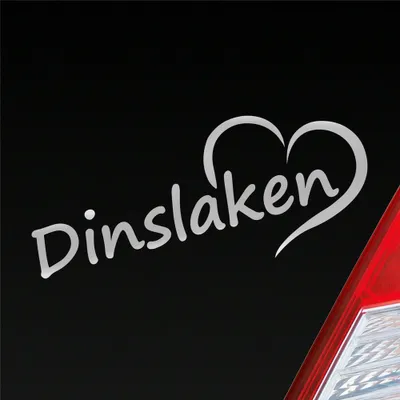 Produktbild von Auto Aufkleber Dinslaken Herz Stadt City Liebe Love Heimat Heart 19x8 cm Silber Sticker Heckscheibenaufkleber