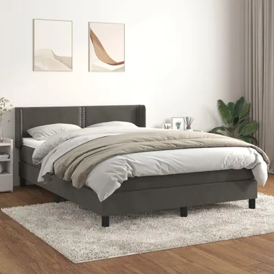 Obrázek produktu pro Box spring postel s matrací tmavě šedá 140x200 cm samet, 3130902 HangarStore.cz