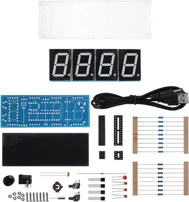 Zdjęcie produktu dla 4-cyfrowy cyfrowy zegar LED dla majsterkowiczów z automatycznym wyświetlaczem czasu/temperatury - czerwony