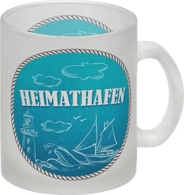 Produktbild von Heimathafen Glas Tasse mit maritimen Motiv