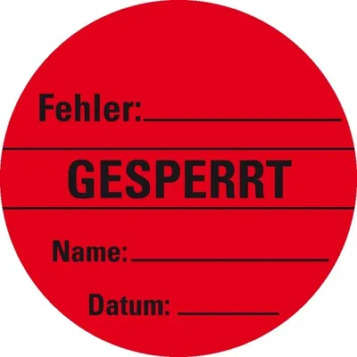 Produktbild von Dreifke® Aufkleber I Organisationsetikett Gesperrt, rot, Haftpapier, ablösbar...