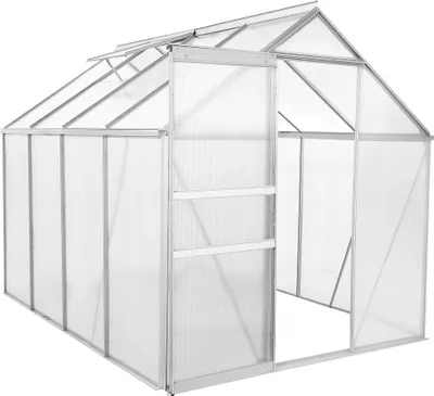 Image de Serre jardin polycarbonate 250 x 190 x 195 cm "Basilic" - 4,75 m² - Gris
