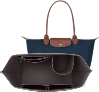 Produktbild von ZOLGINAH Tasorganizer für Longchamp Le Pliage, Handtaschenorganizer aus Filz, mit multifunktionalen Fächern, große Kapazität, dunkelgrau M