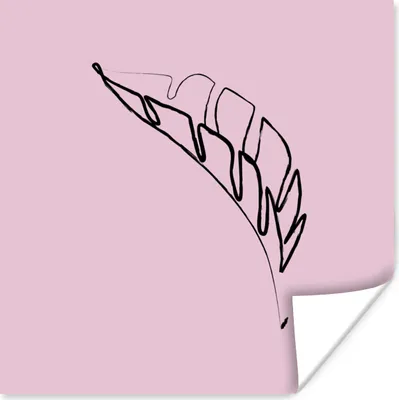 Produktbild von MuchoWow® Poster Blatt - Linienkunst - Minimalismus 50x50 cm - Wohnzimmerdekoration