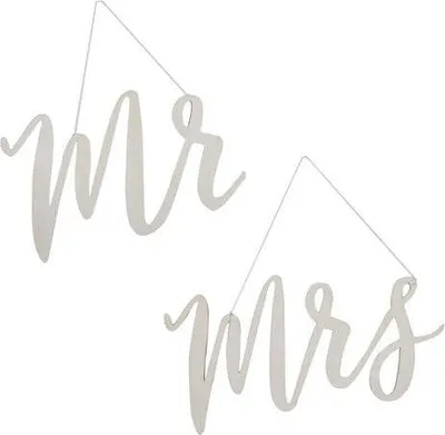 Produktbild von Holzschilder Mr. and Mrs. weiß 2 Stück