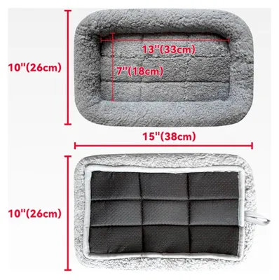 Produktbild von Katzenbett Quadrat 38 x 26 cm, Wärmeplatz für kleine Hunde, Katzen und Kaninchen, weiche Katzenmatte mit Kopfkissen, Katzenkissen für Käfig und Transportbox, rutschfest, waschbar