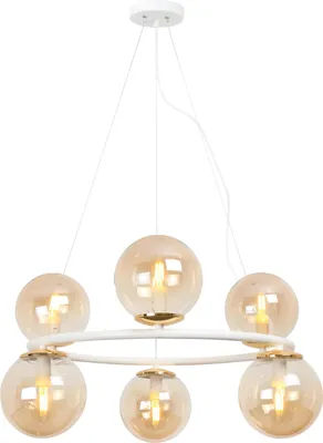 Produktbild von Hängeleuchte Aura weiß-gold 6-flammig Glas Honig E14