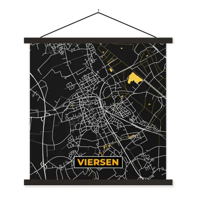 Produktbild von MuchoWow® Textilposter Viersen - Gold - Stadtplan - Karte - Deutschland 60x60 cm mit schwarzem Rahmen - Posteraufhänger