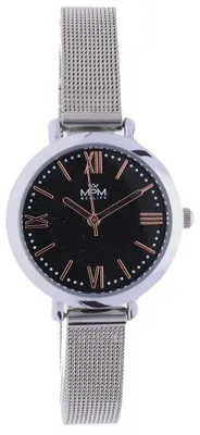 Produktbild von MPM-Quality Modern Damenuhr Metall Silber Zifferblatt Rosa/Schwarz Ø 28 mm