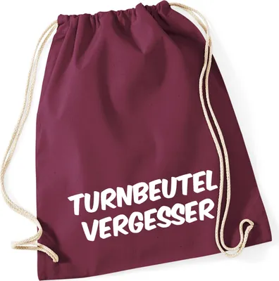 Produktbild von Huuraa Turnbeutel Turnbeutelvergesser Schriftzug 12 Liter Burgundy Baumwolle Rucksack Geschenkidee