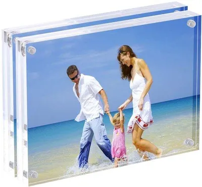 Productafbeelding van Ibenzoa® Transparante dubbele acryl fotolijst met magnetische sluiting, 10 mm acryl, 18 x 13 x 2 cm, set van 2, eenvoudige montage