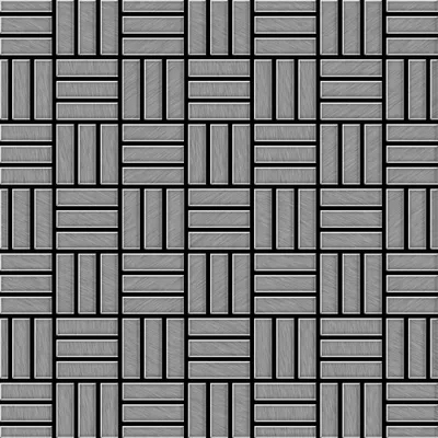 Produktbild von Mosaik Fliese massiv Metall Edelstahl gebürstet grau 1,6mm Basketweave-S-S-B