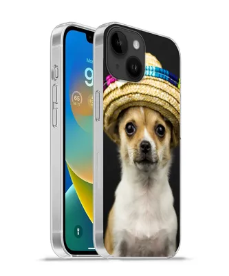 Produktbild von MuchoWow® Handyhülle Schutzhülle Hülle für Apple iPhone 14 - Softcase Hund - Sombrero - Schwarz Silikon Softcase Handy Hülle - Mobiltelefonhülle