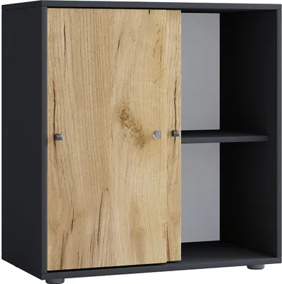 Produktbild von VCM Büroschrank mit 2 Fächern | moderner Aktenschrank mit Schiebetüren und Schloss | Maße ca. B. 70 x  H. 73 x T. 37 cm – Lona 2-Fach abschließbar