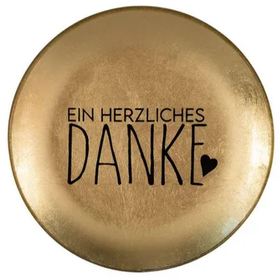 Produktbild von Gift Company Glasteller Love Plates Ein Herzliches Danke Gold (10cm)