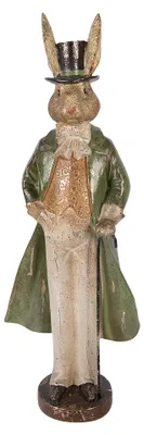 Produktbild von Clayre & Eef Dekorationsfigur Kaninchen 17x12x48 cm Goldfarbig Kunststoff
