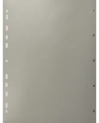 Produktbild von 190 Zahlenregister - 1 - 5, PP, A4, 5 Blatt, grau