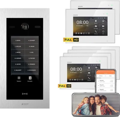 Produktbild von BALTER EVO HD Touch 7 Silber/Weiß 2x7" +4x7" WiFi Video Türsprechanlage bis 1000 Familienhaus
