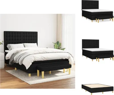 Produktbild von vidaXL Boxspringbett mit Matratze Schwarz 140x200 cm Stoff -  Betten & Bettgestelle
