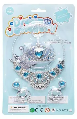 Obrázek produktu pro Sada šperků pro princezny pro děti od 3 let, v kompletním provedení s korunou, náramkem, náhrdelníkem a náušnicemi, zdobená diamanty