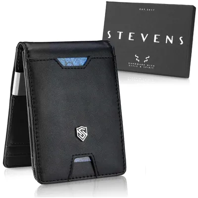 Obrázok produktu pre Pánska peňaženka STEVENS z prírodnej kože, čierna, s technológiou RFID, rozmer 11x8 cm, univerzálna