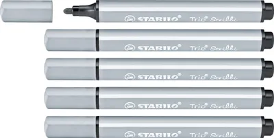 Produktbild von Gefederter Dreikant-Filzstift - STABILO Trio Scribbi - 5er Pack - elefantengrau