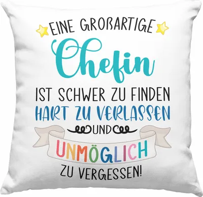 Produktbild von Trendation - Chefin Abschied Abschiedsgeschenk Chefinnen Deko-Kissen mit Füllung 40x40 mit Spruch Grossartige Chefin Geschenkidee (Blau)